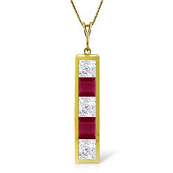 14k Solid Gold Ruby & White Topaz Necklace