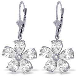 14k Solid Gold White Topaz & Diamond Earrings