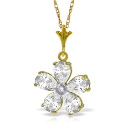 14k Solid Gold White Topaz & Diamond Necklace
