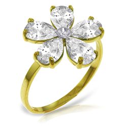 14k Solid Gold White Topaz & Diamond Ring