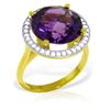 Image 1 : 14k Solid Gold 6.0ct Amethyst & Diamond Ring