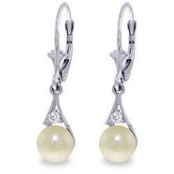 Pearl on Shell Earrings with Diamond Accent in 14k Gold