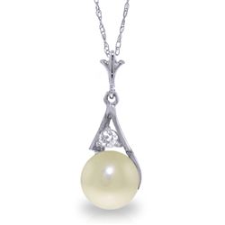 14k White Gold Pearl with Diamond Necklace