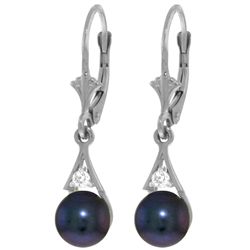 Black Pearl on Shell Earrings in 14k Gold