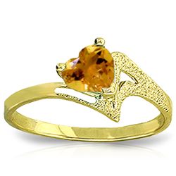14K YELLOW GOLD 0.95ct HEART SHAPE CITRINE RING