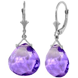 14k 17.0ct Checkerboard cut Amethyst Earrings