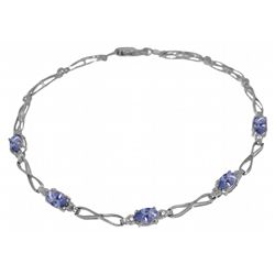 1.15ct Tanzanite Bracelet with Diamond 14k White Gold