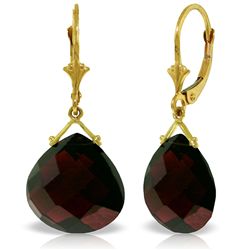 14K YG 17.00ct CHECKERBOARD CUT GARNET EARRING