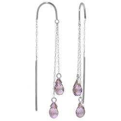 Amethyst Delicate Threader Earrings in 14k White Gold