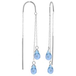 14k White Gold Blue Topaz Threaded Earrings