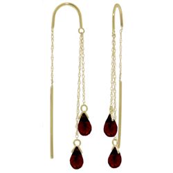 14K YG 2.50ct GARNETS THREADED DANGLES EARRING