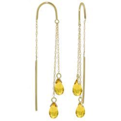 14K YG 2.50ct CITRINE THREADED DANGLES EARRING