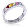 Image 1 : 14K White Gold .60ct Princess Multi Color Sapphire Ring