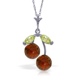 14k White Gold Garnet and Peridot Petite Necklace