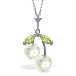 14k WG Peridot & White Topaz Petite Necklace