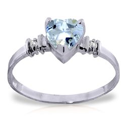 14k Solid Gold 0.95ct Aquamarine & Diamond Ring