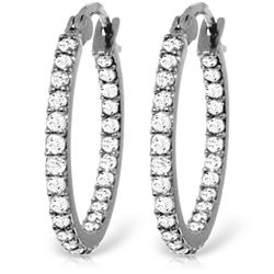 14k Solid Gold 0.75ct Diamond Hoop Earrings