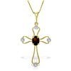 Image 1 : 14K YG DIAMONDS & 0.45ct GARNET CROSS NECKLACE