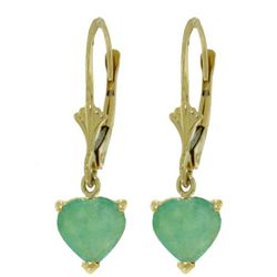 Emerald Petite Heart Earrings in 14k Yellow Gold