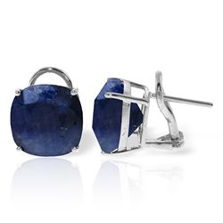 14K White Gold 9.66ct Cushion Sapphire French Clips