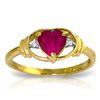 Image 1 : 14K YG 0.01ct DIAMOND & 1.00ct HEART RUBY RING