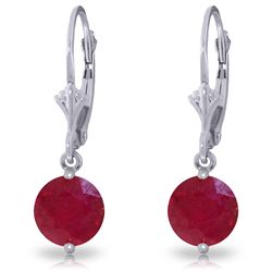 14k White Gold 4.0ct Ruby Dangle Earrings