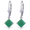 Image 1 : 14k White Gold 2.90ct Emerald Dangle Earrings