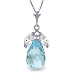 14k WG 6.70ct Blue Topaz & White Topaz Necklace