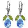 Image 1 : 14k Gold 13.40ct Blue Topaz with Peridot Earrings