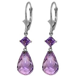 14k White Gold Amethyst Dangle Earrings