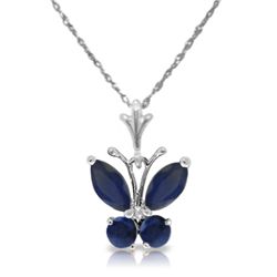 14k White Gold Sapphire Butterfly Necklace