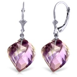 21.50ct Spiral Amethyst Dangle Earrings in 14k Gold
