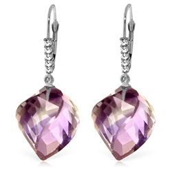 14k Spiral 21.50ct Briolette Amethyst & Diamond Earring