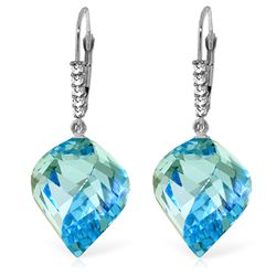 27.85ct Spiral Blue Topaz Earrings in 14k White Gold