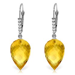 14k Gold 19.0ct Citrine with Diamond Earrings