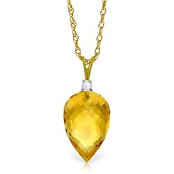14k YG 9.50ct Citrine & Diamond Accent Necklace