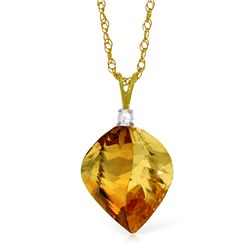 14k Gold 11.75ct Citrine with Diamond Necklace