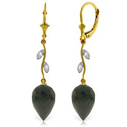 14k YG 24.50ct Black Spinel & Diamond Earrings