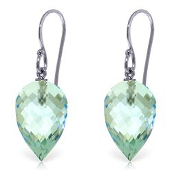 14k White Gold 22.50ct Briolette Blue Topaz Earrings