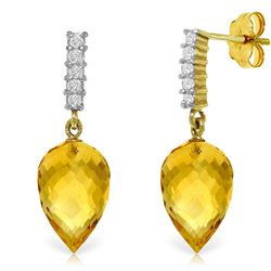 19.00ct Citrine and Diamond Earrings in 14k Gold