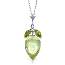 14k White Gold 9.50ct Green Amethyst & Peridot Necklace