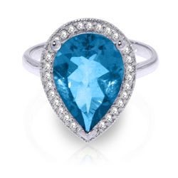 4.66ct 14k White Gold Blue Topaz Diamond Ring