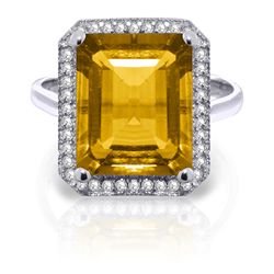 5.8ct 14k White Gold Love Parade Citrine Diamond Ring