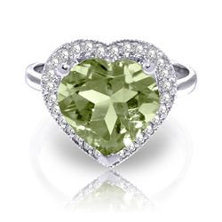 3.24ct 14k White Gold Ring Diamond  Green Amethyst