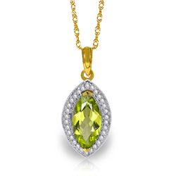 14k Solid Gold 2.0ct Peridot & Diamond Necklace