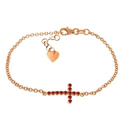 14k Gold Cross Bracelet with Rubies