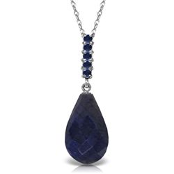 14K White Gold 8.8ct & .20ct Sapphire Drop Necklace