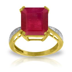 14K YG 0.02ct DIAMONDS &7.25ct OCTAGON RUBY RING