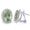 Image 1 : 14K White Gold 10.2ct Oval Amethyst & Diamond Earring