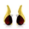 Image 1 : 14K YG DIAMOND & 4.00ct PEAR GARNET STUD EARRING